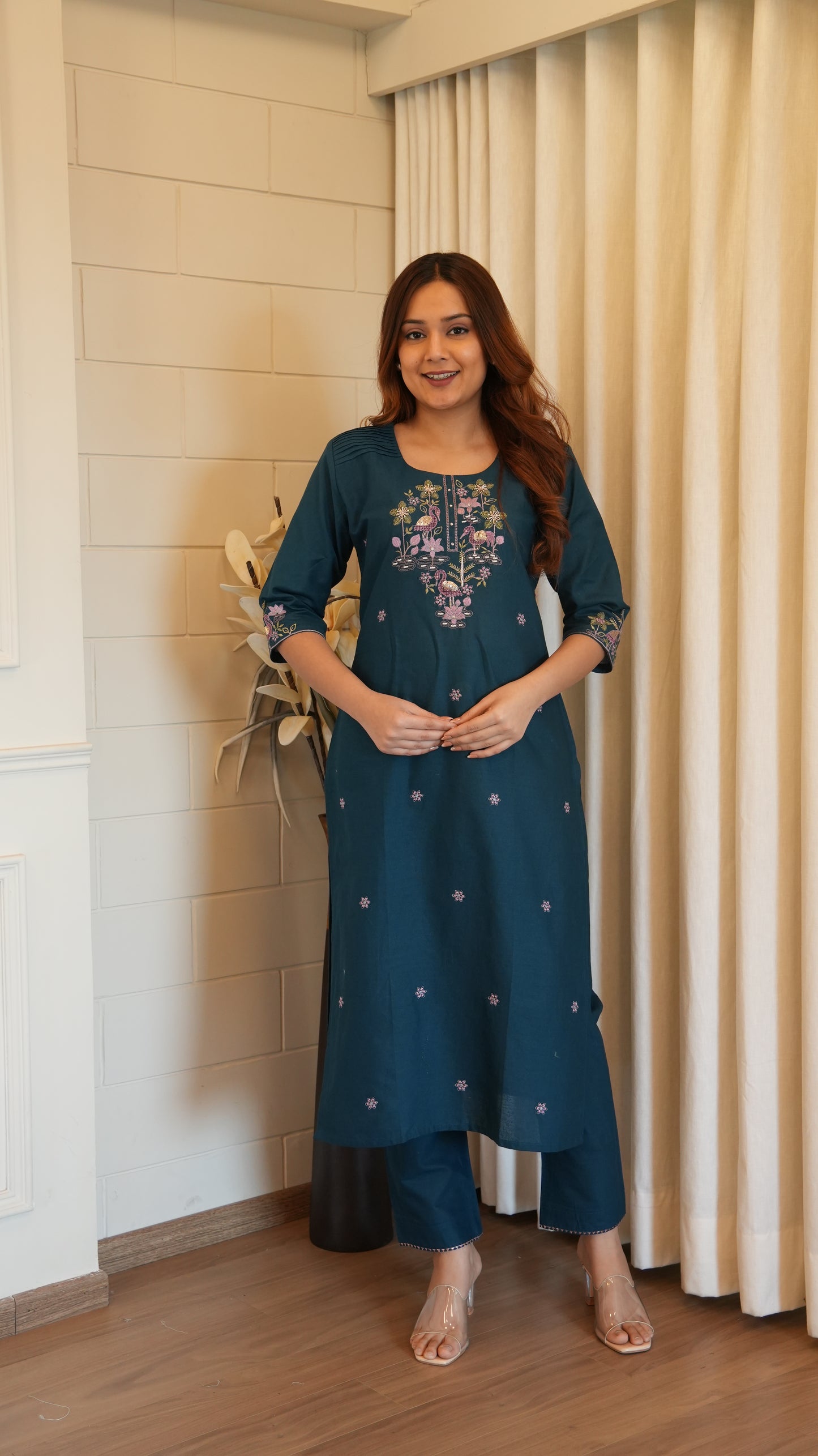 COTTON EMBROIDERY KURTA SET