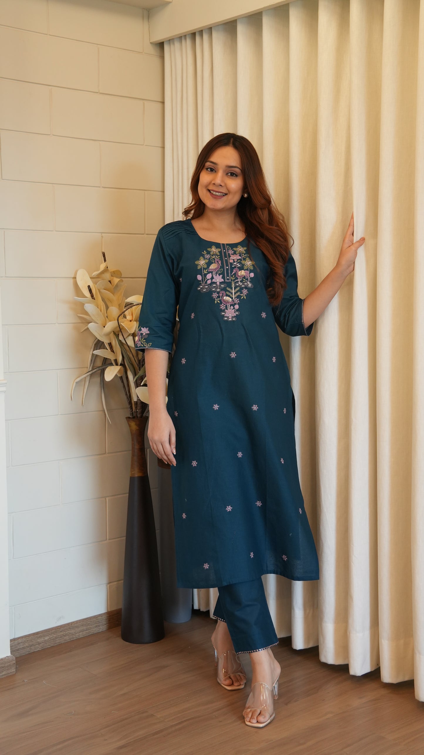 COTTON EMBROIDERY KURTA SET
