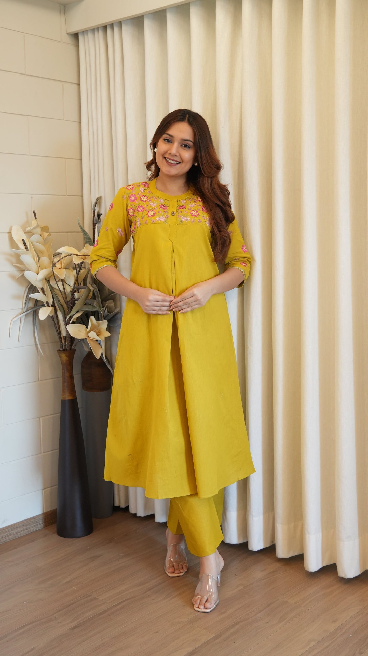 SUNSHINE YELLOW COTTON KURTA SET