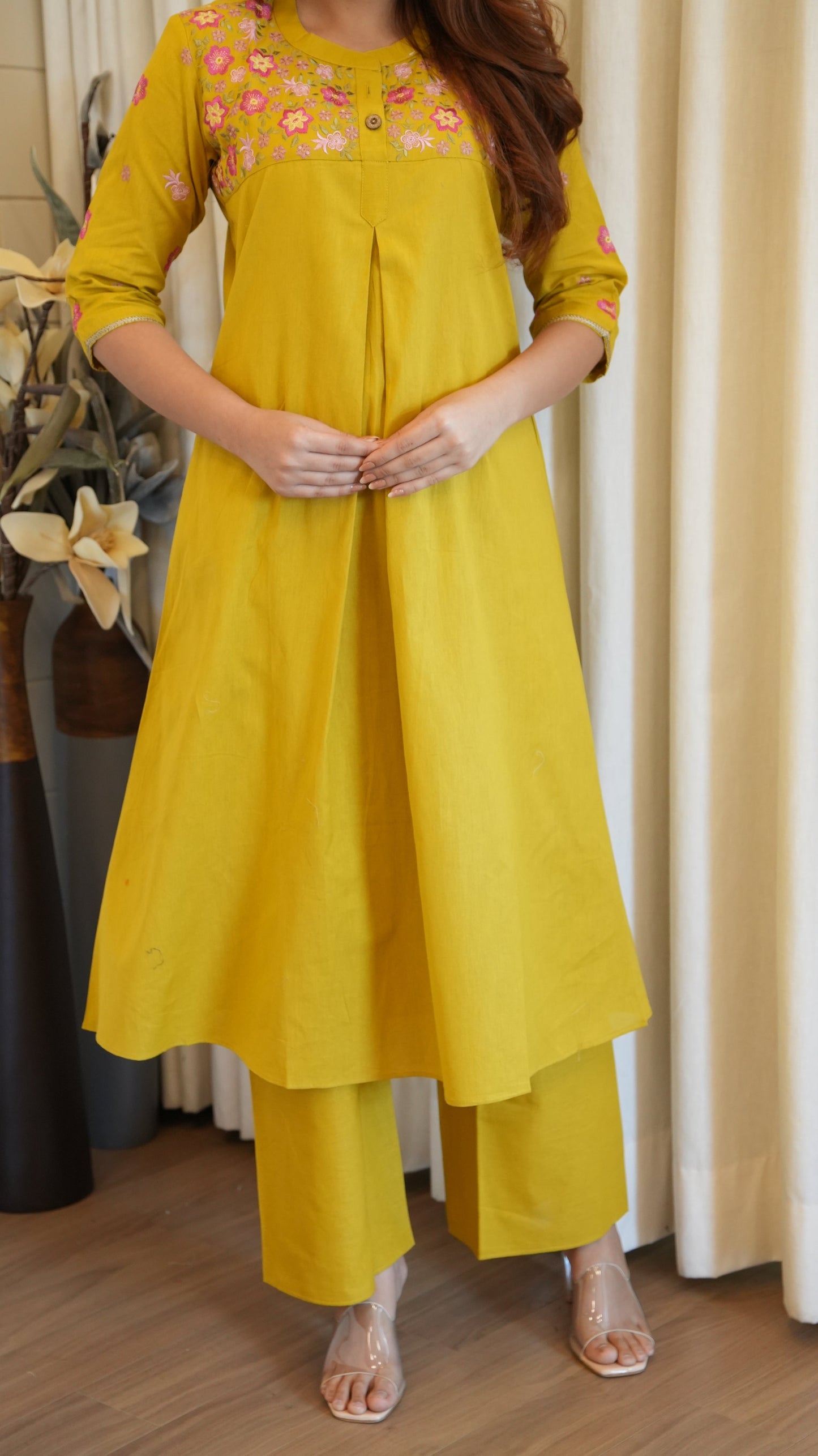 SUNSHINE YELLOW COTTON KURTA SET