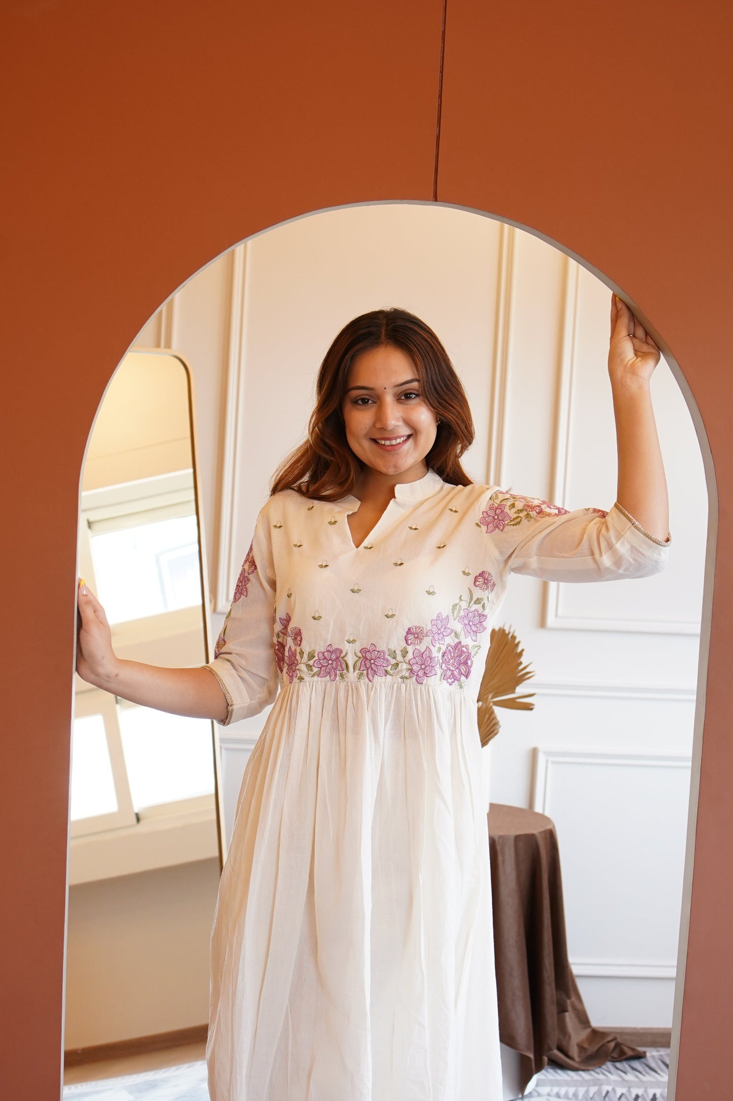 OFF WHITE MUL COTTON EMBROIDERED SET