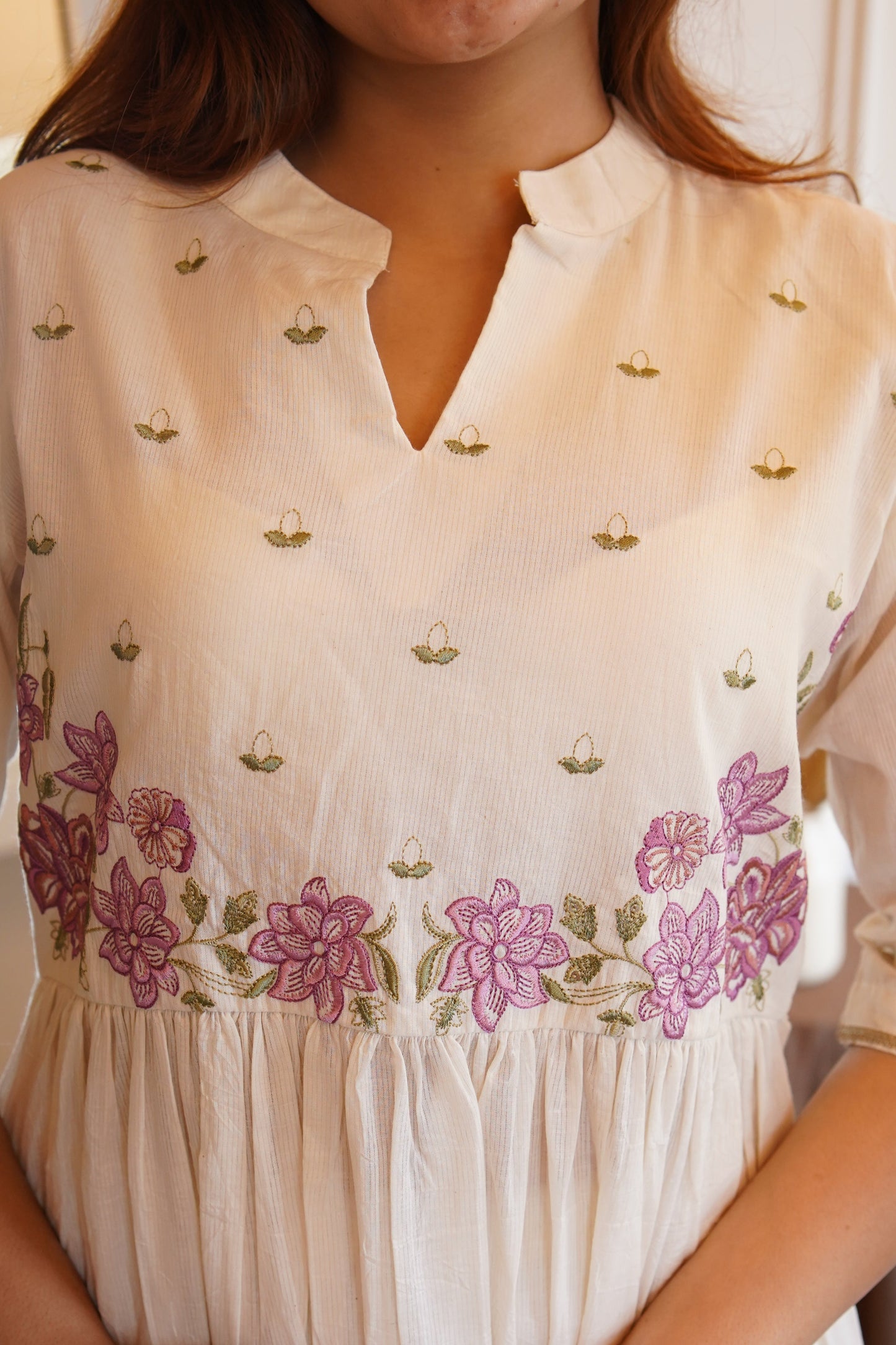 OFF WHITE MUL COTTON EMBROIDERED SET