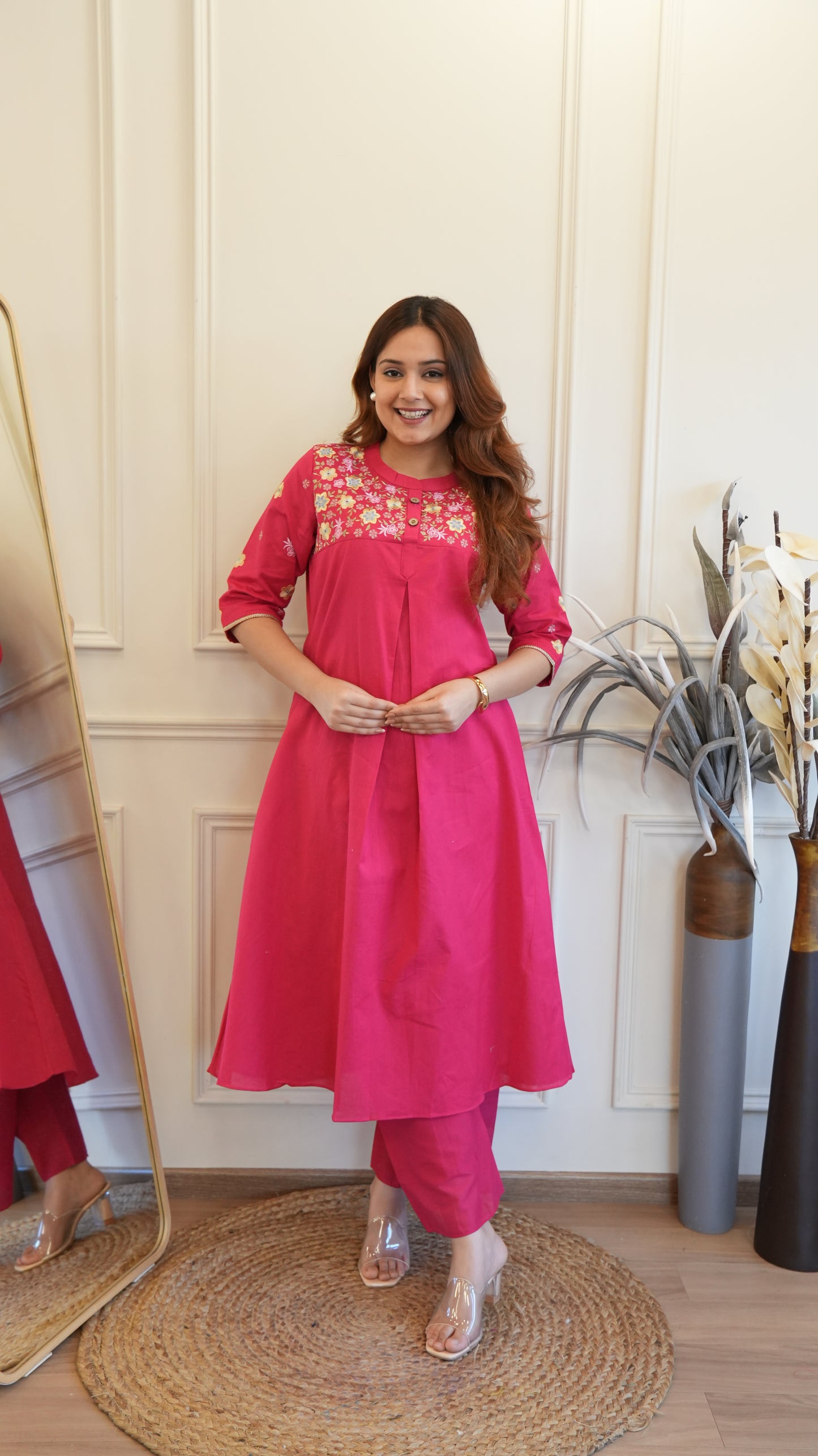 RANI EMBROIDERED ALINE KURTA SET