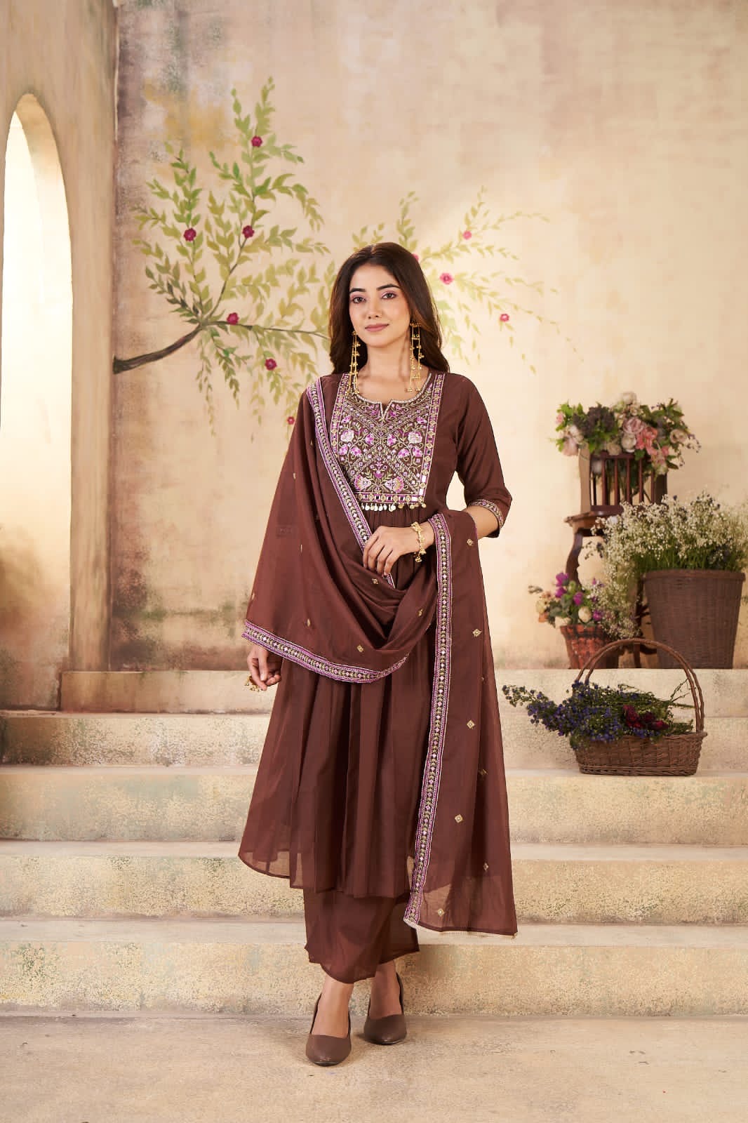 CHOCO MUL CHANDERI SET