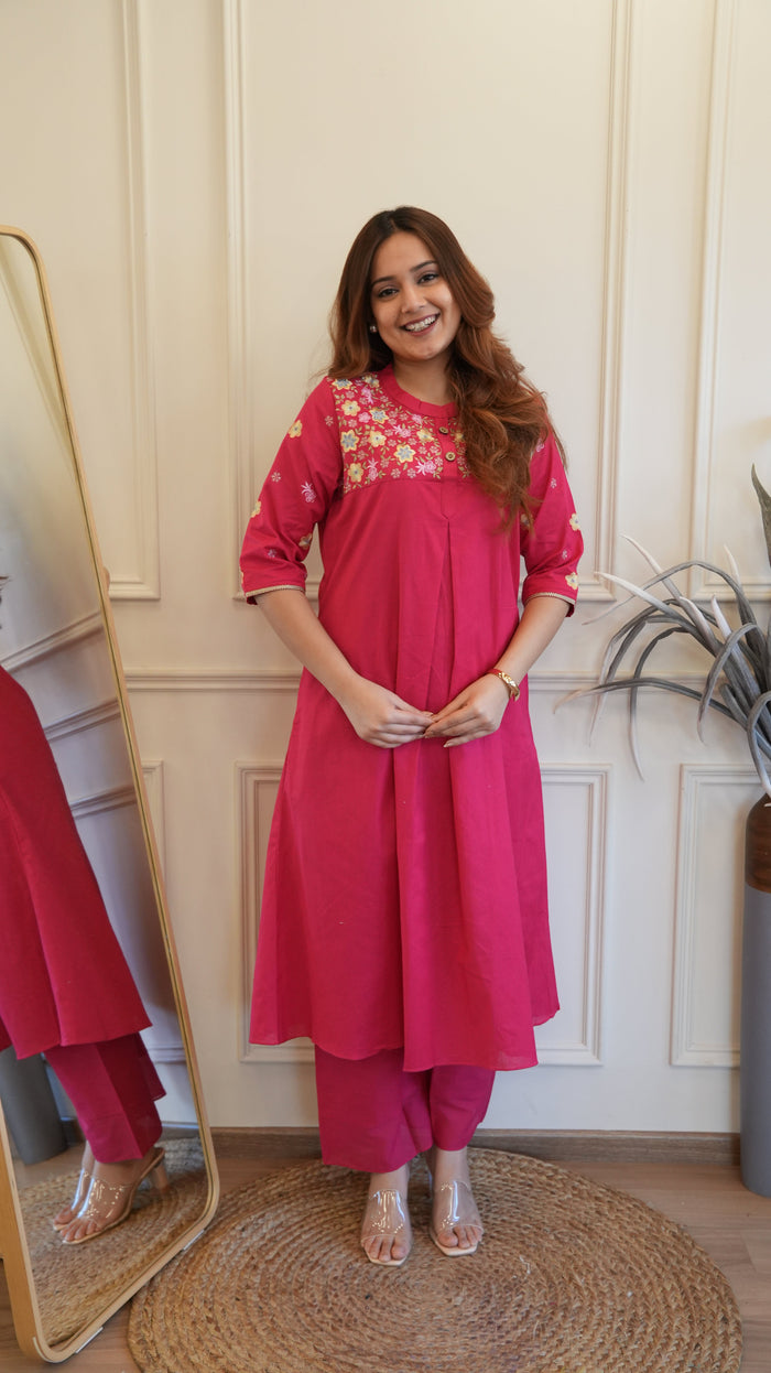 RANI EMBROIDERED ALINE KURTA SET