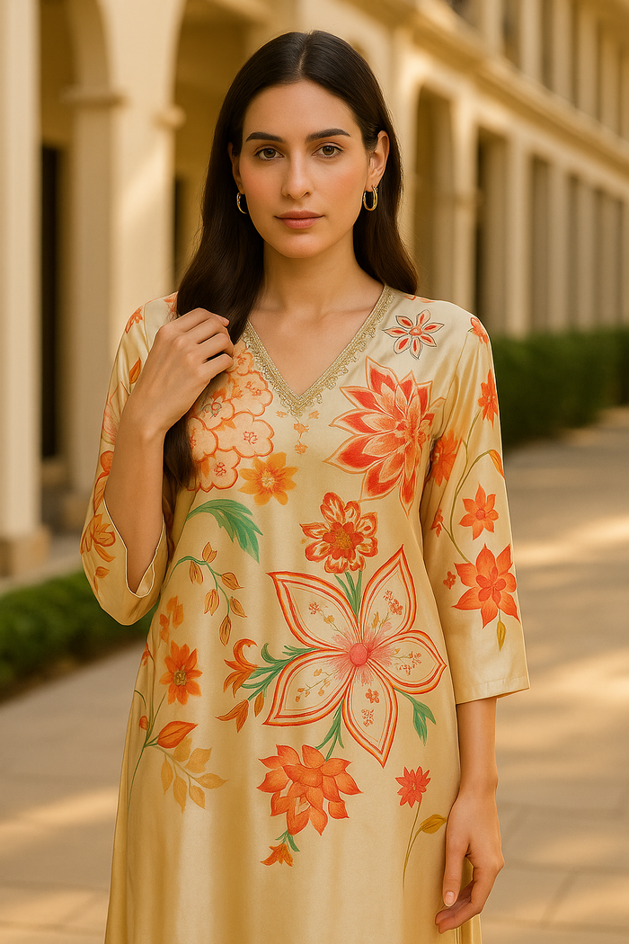 FLORAL MOTIF CREPE SILK