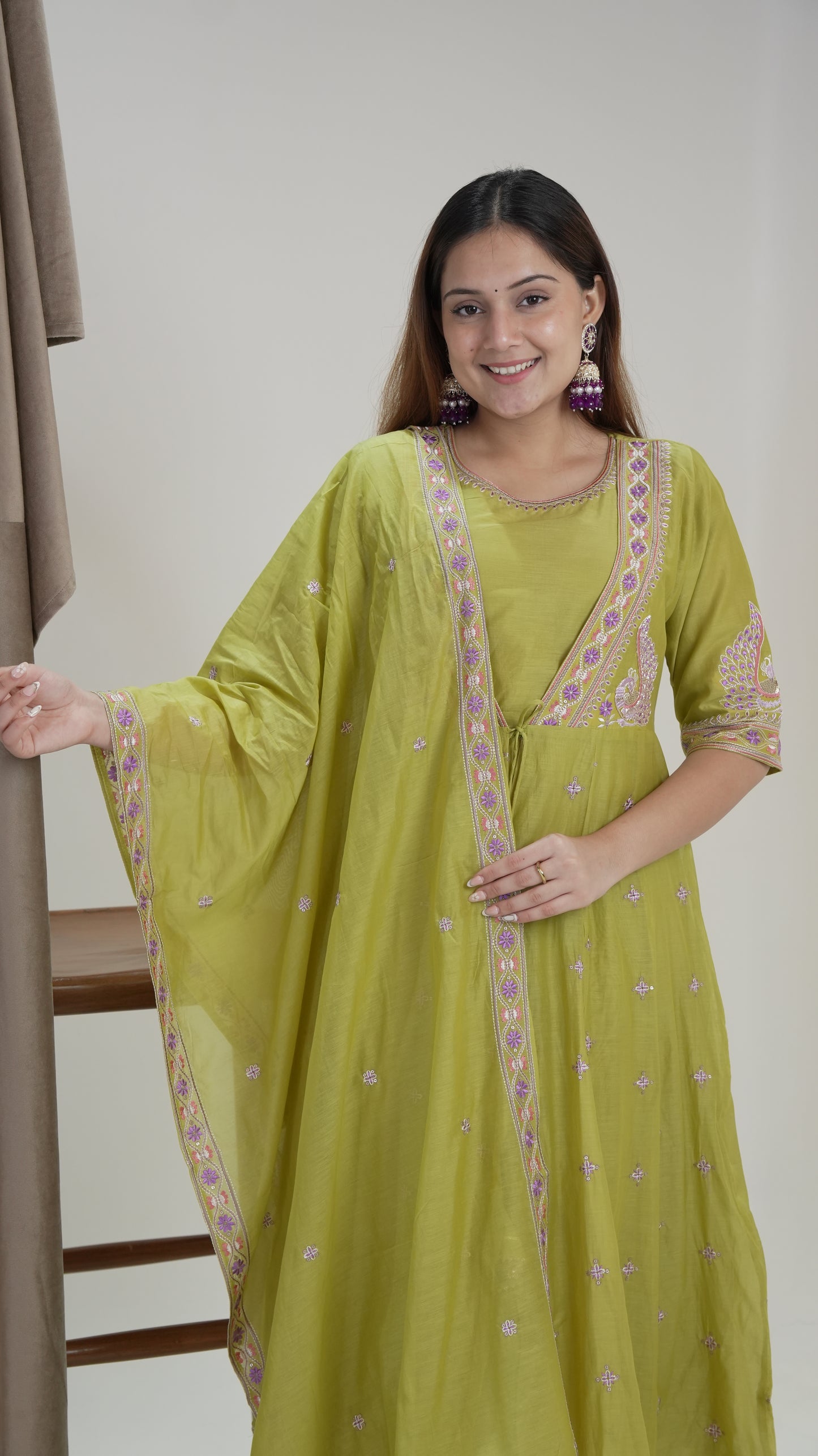 LIRIL GREEN SHRUG SET
