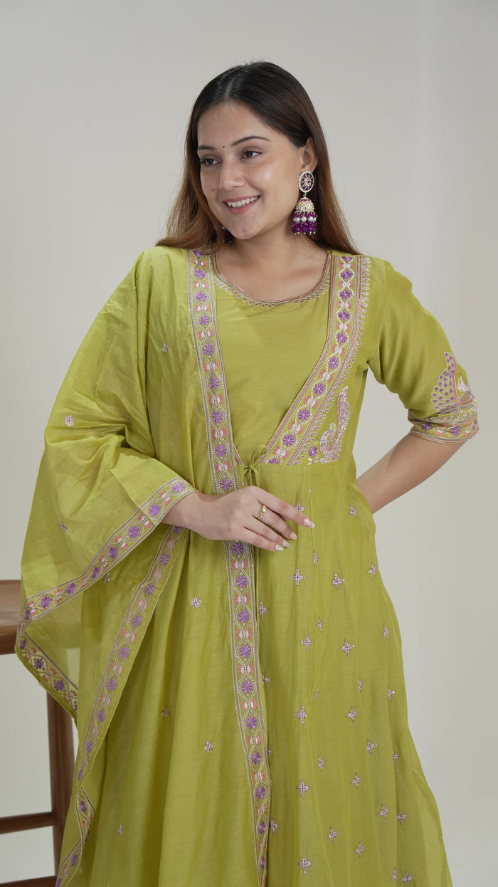 LIRIL GREEN SHRUG SET