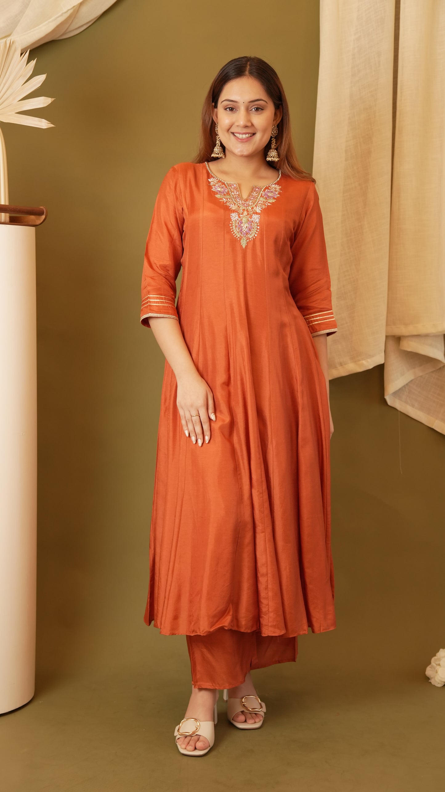 ORANGE SILK ANARKALI