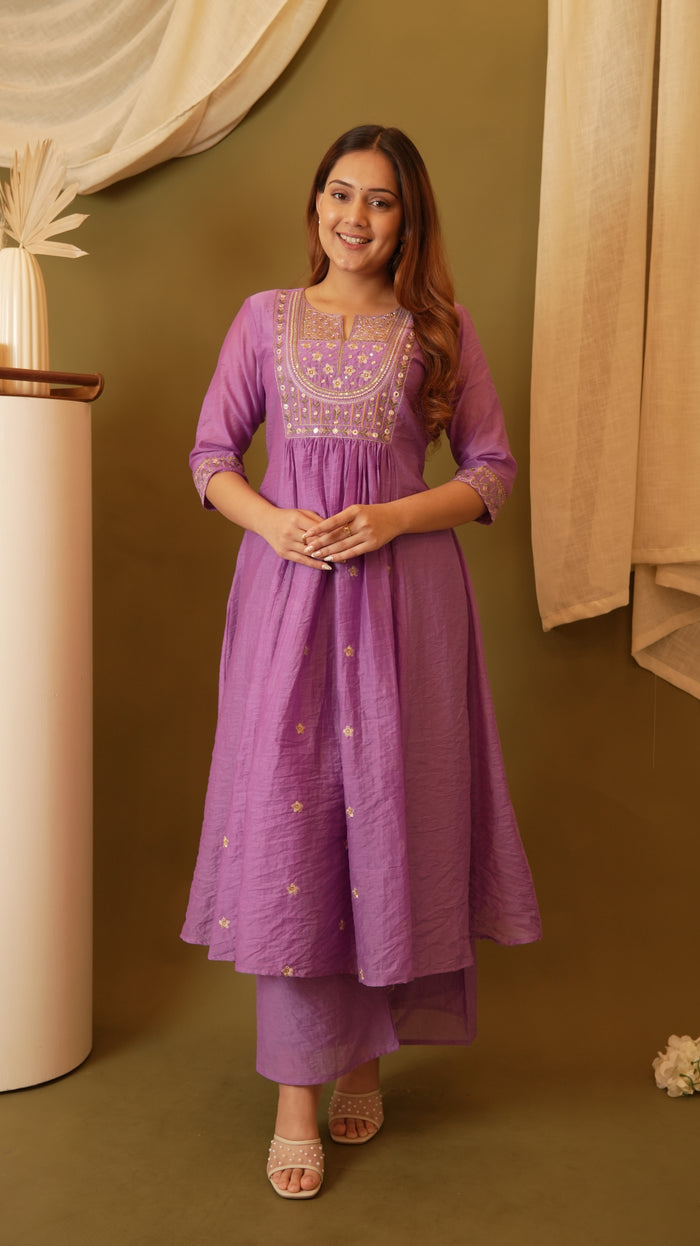 ONION PURPLE MUL CHANDERI SET