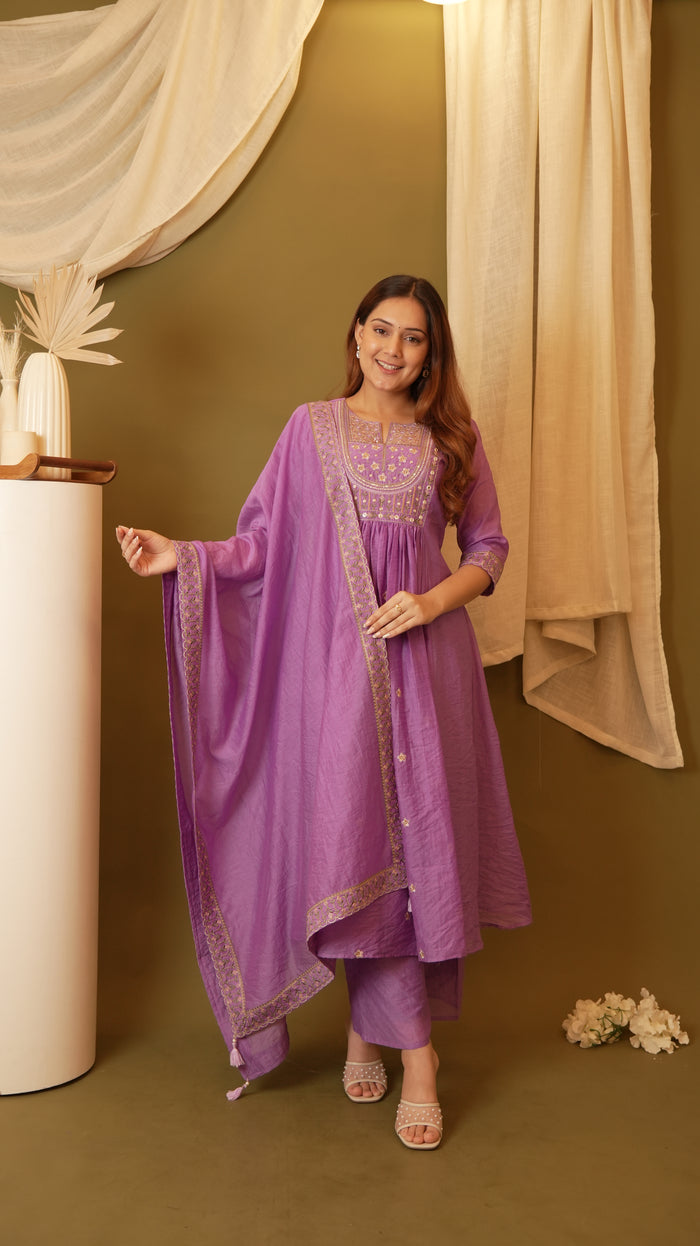 ONION PURPLE MUL CHANDERI SET