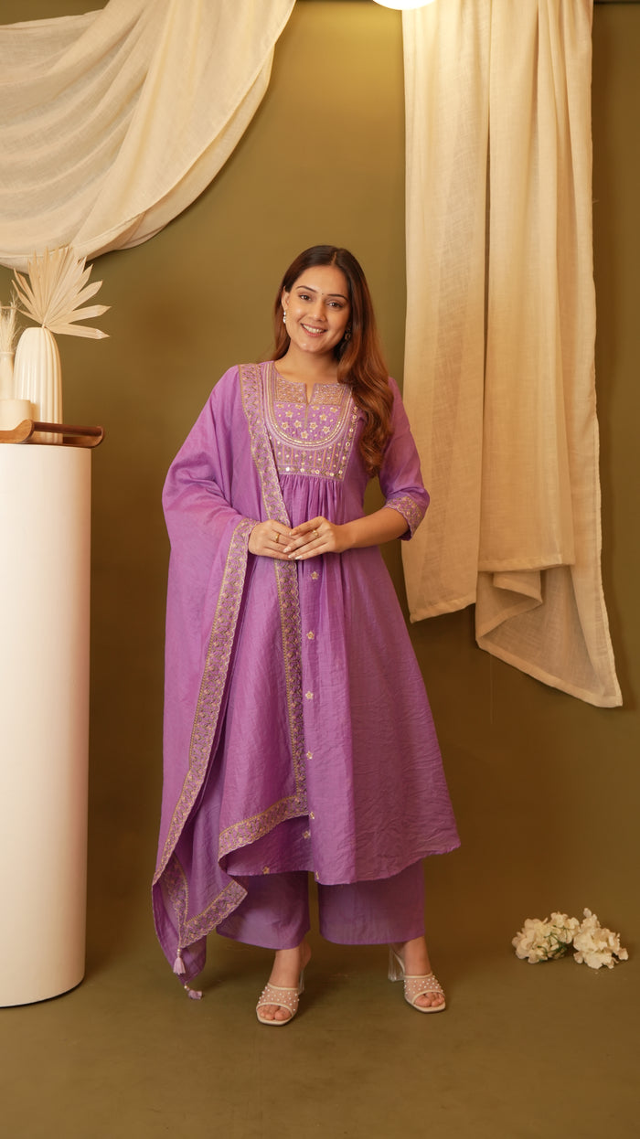 ONION PURPLE MUL CHANDERI SET