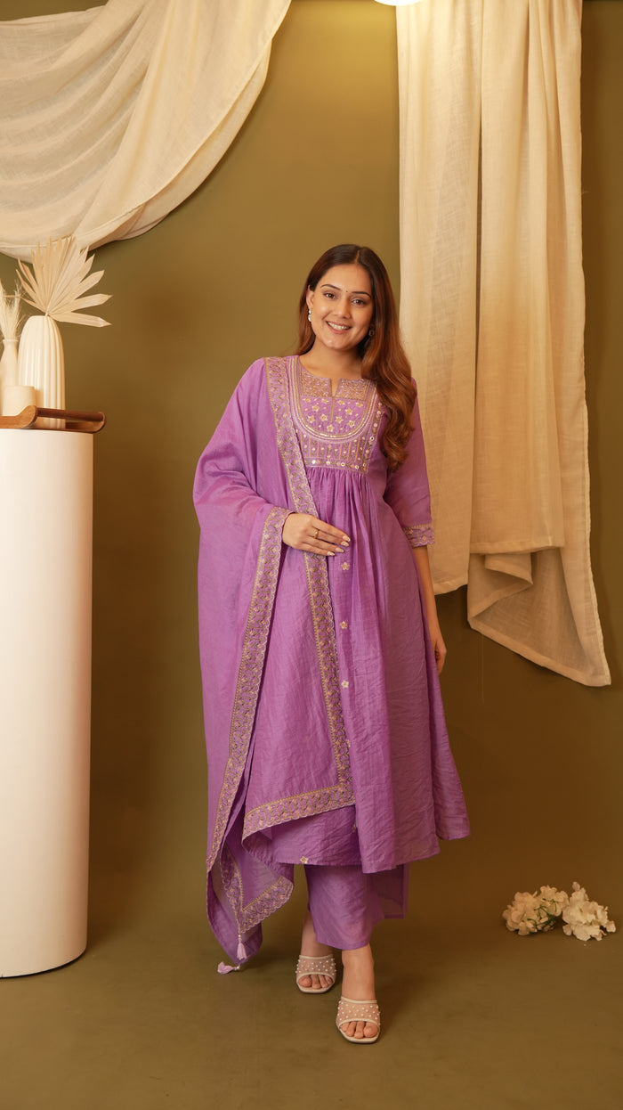 ONION PURPLE MUL CHANDERI SET