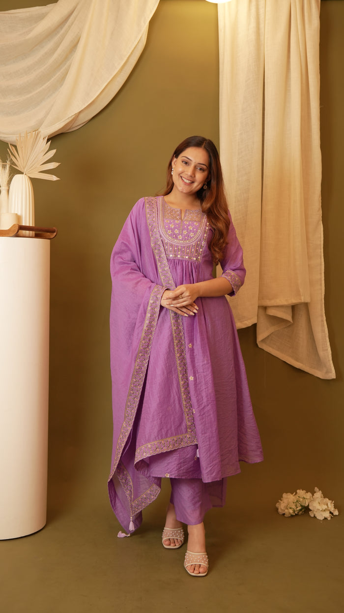 ONION PURPLE MUL CHANDERI SET