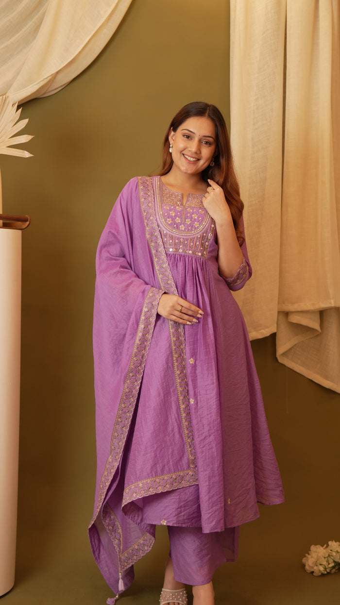 ONION PURPLE MUL CHANDERI SET