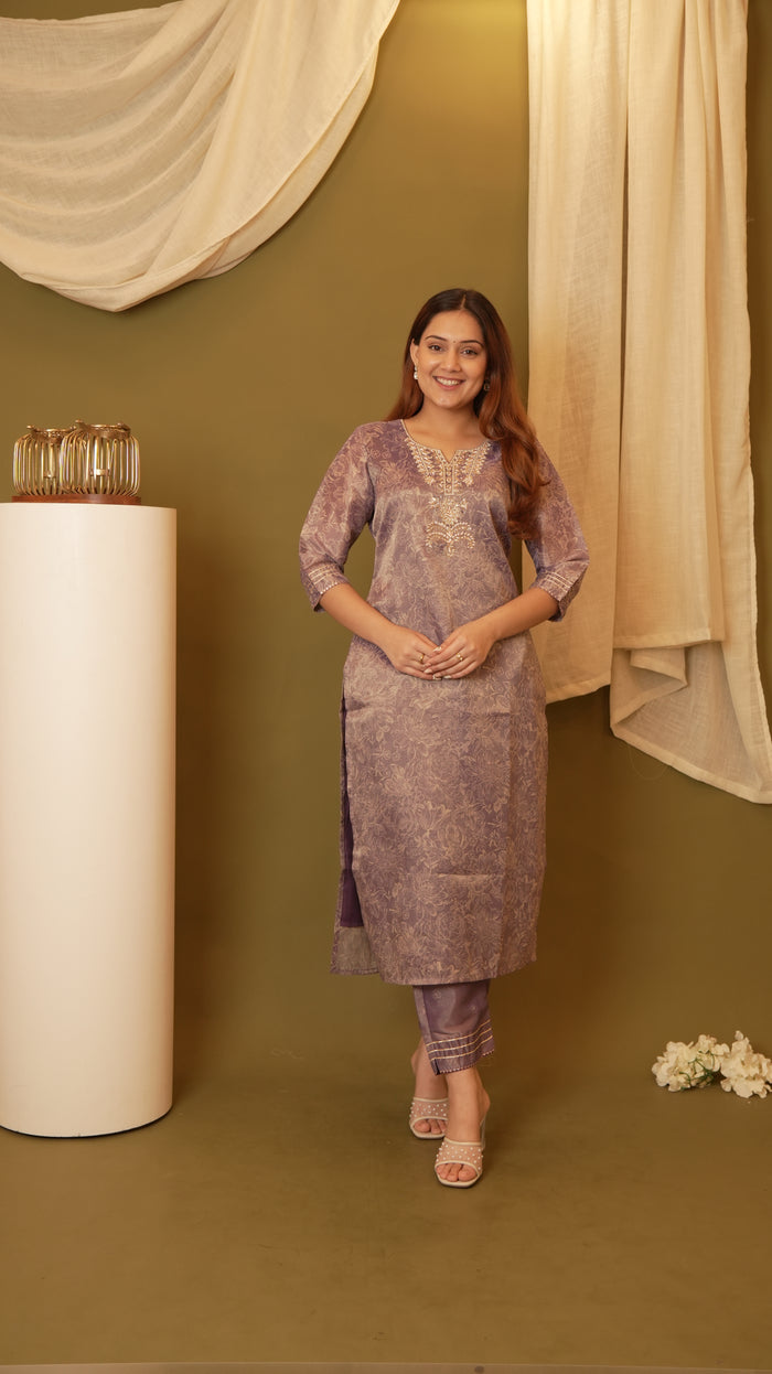 PURPLE TISSUE SILK SET