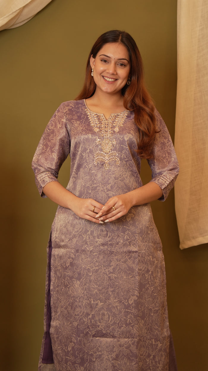 PURPLE TISSUE SILK SET