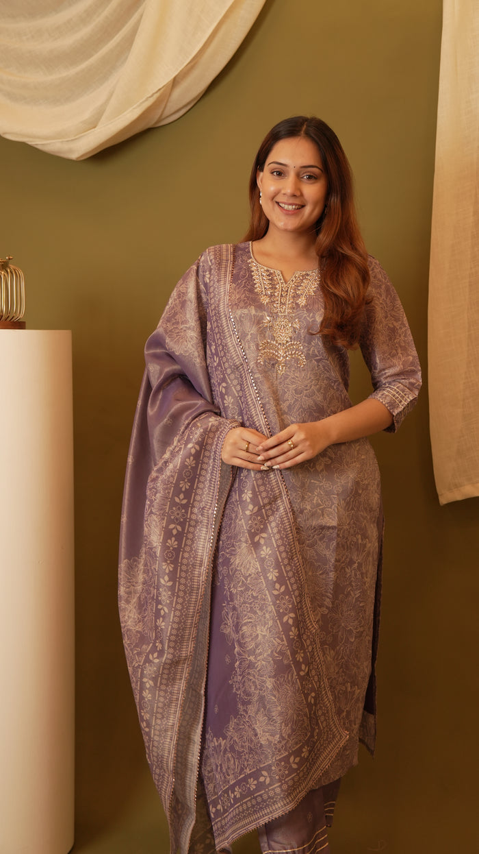 PURPLE TISSUE SILK SET