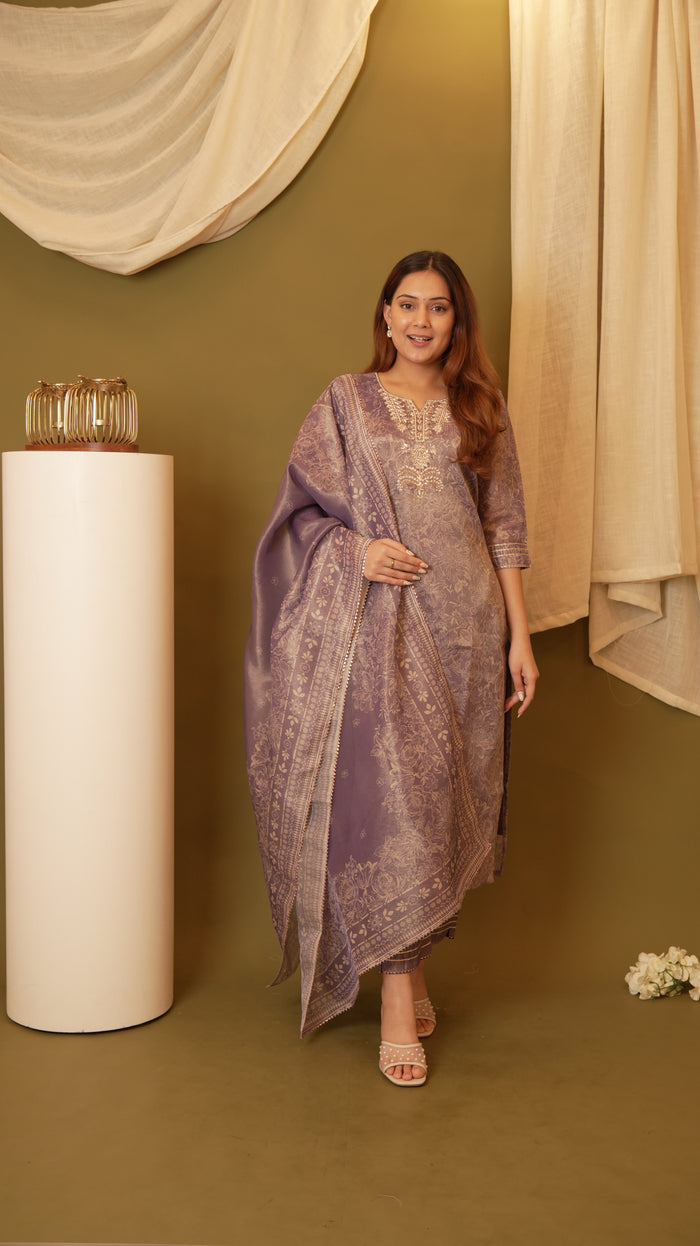 PURPLE TISSUE SILK SET