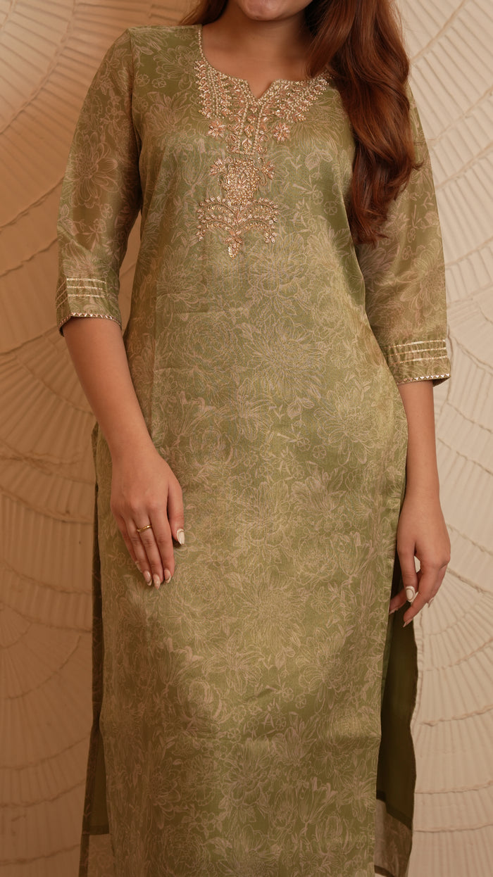 GREEN TISSUE SILK SET