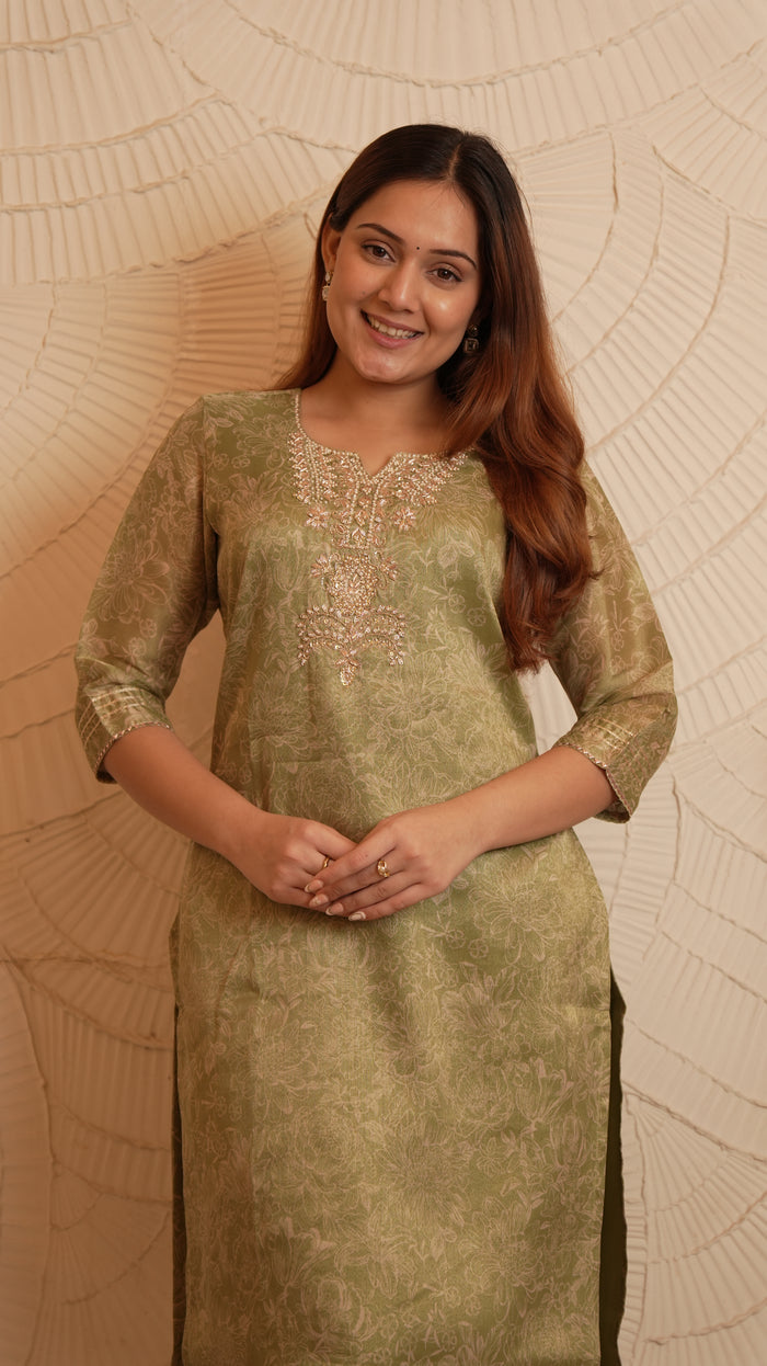 GREEN TISSUE SILK SET