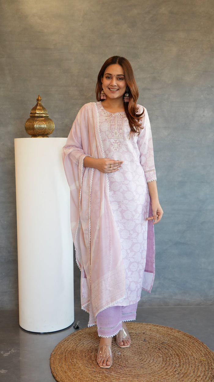 LILAC LINEN BLEND SUIT