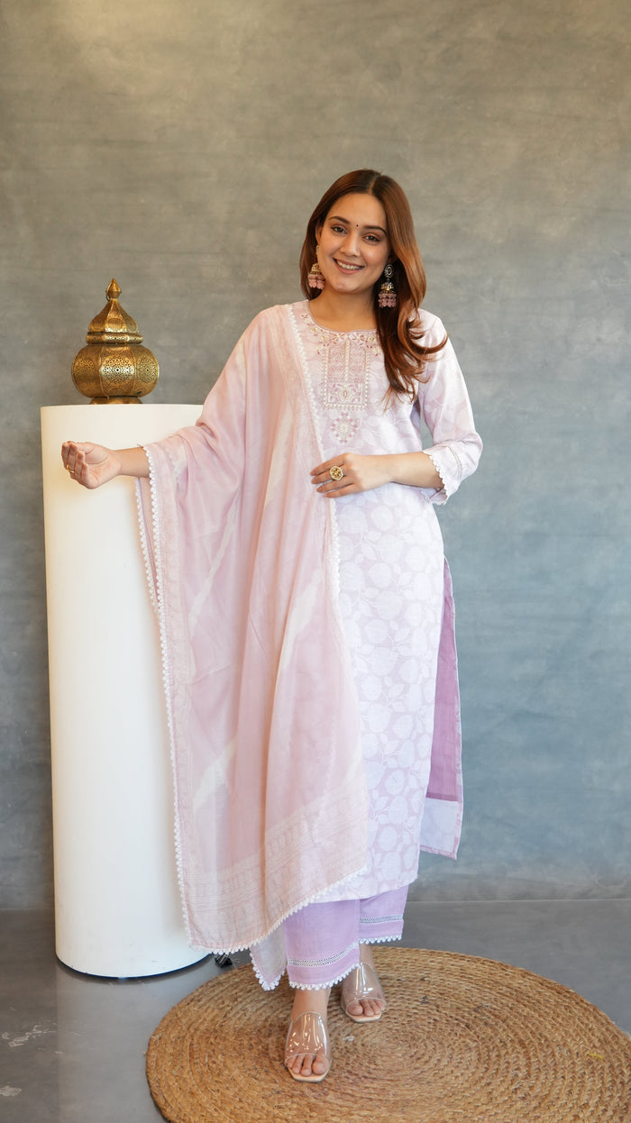 LILAC LINEN BLEND SUIT