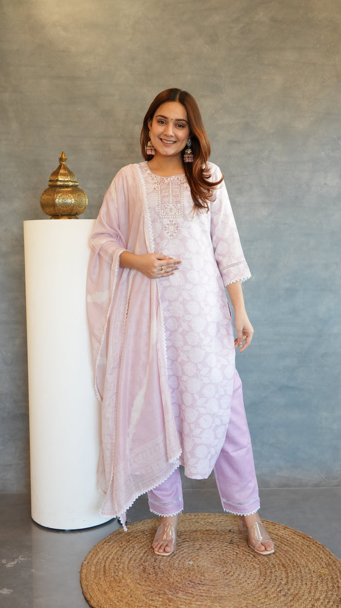 LILAC LINEN BLEND SUIT