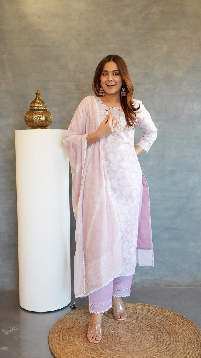 LILAC LINEN BLEND SUIT