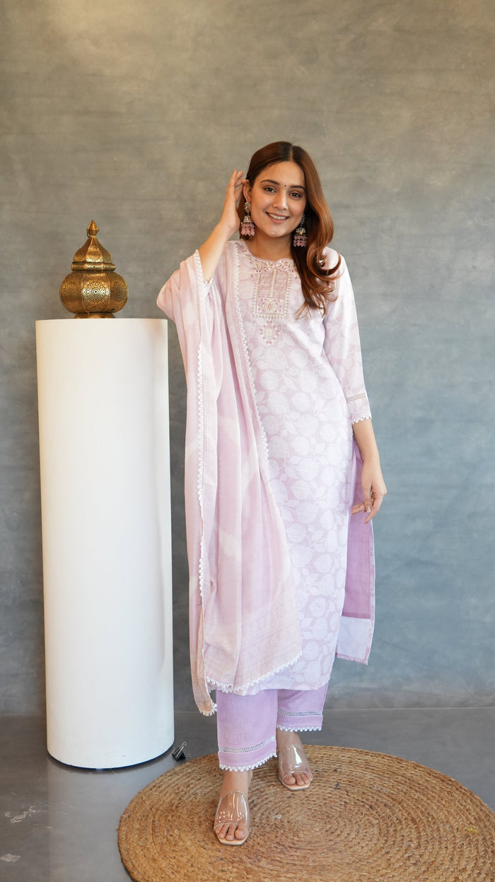 LILAC LINEN BLEND SUIT