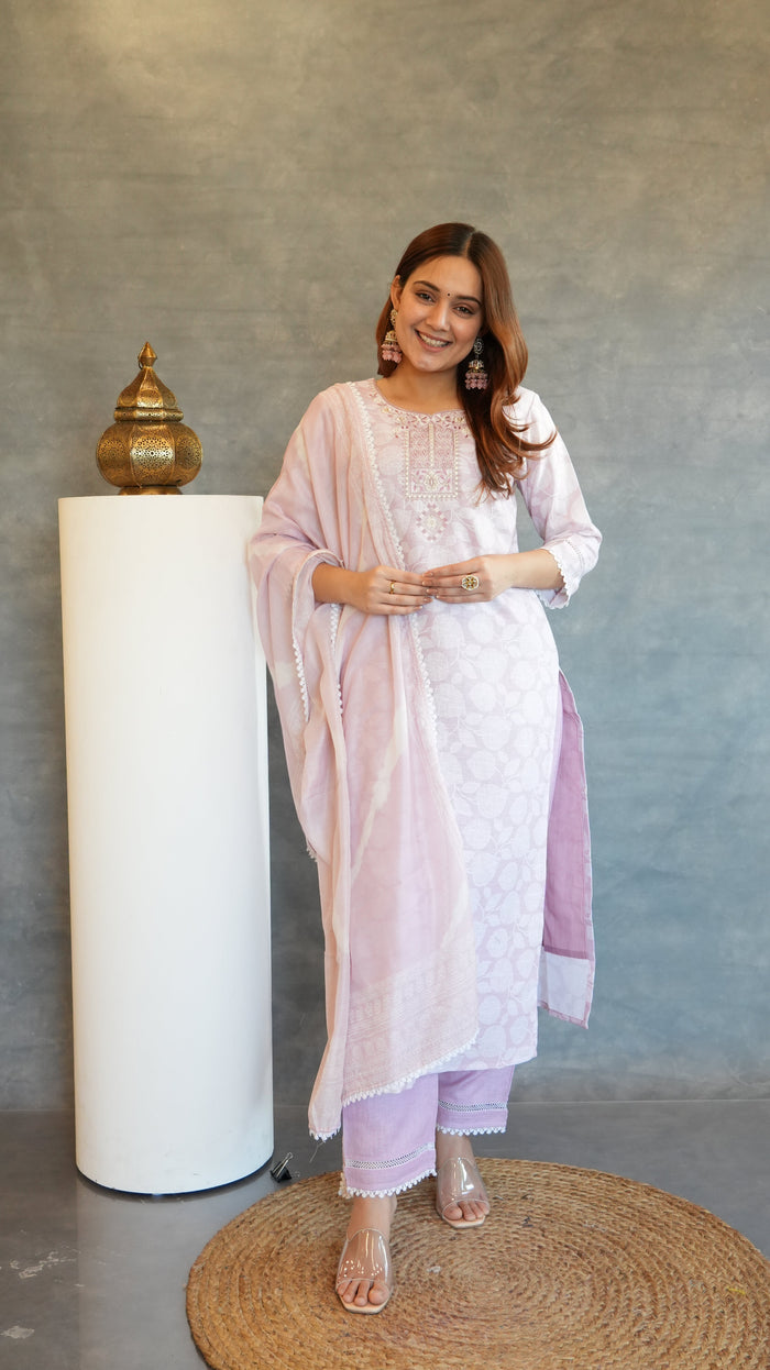 LILAC LINEN BLEND SUIT