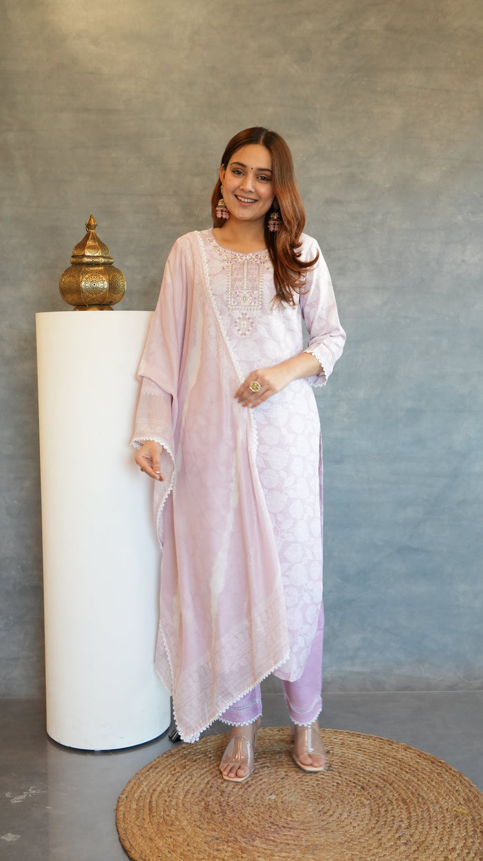 LILAC LINEN BLEND SUIT