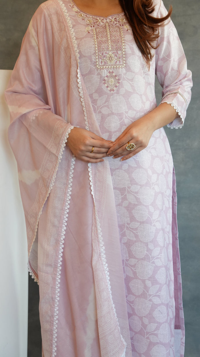 LILAC LINEN BLEND SUIT