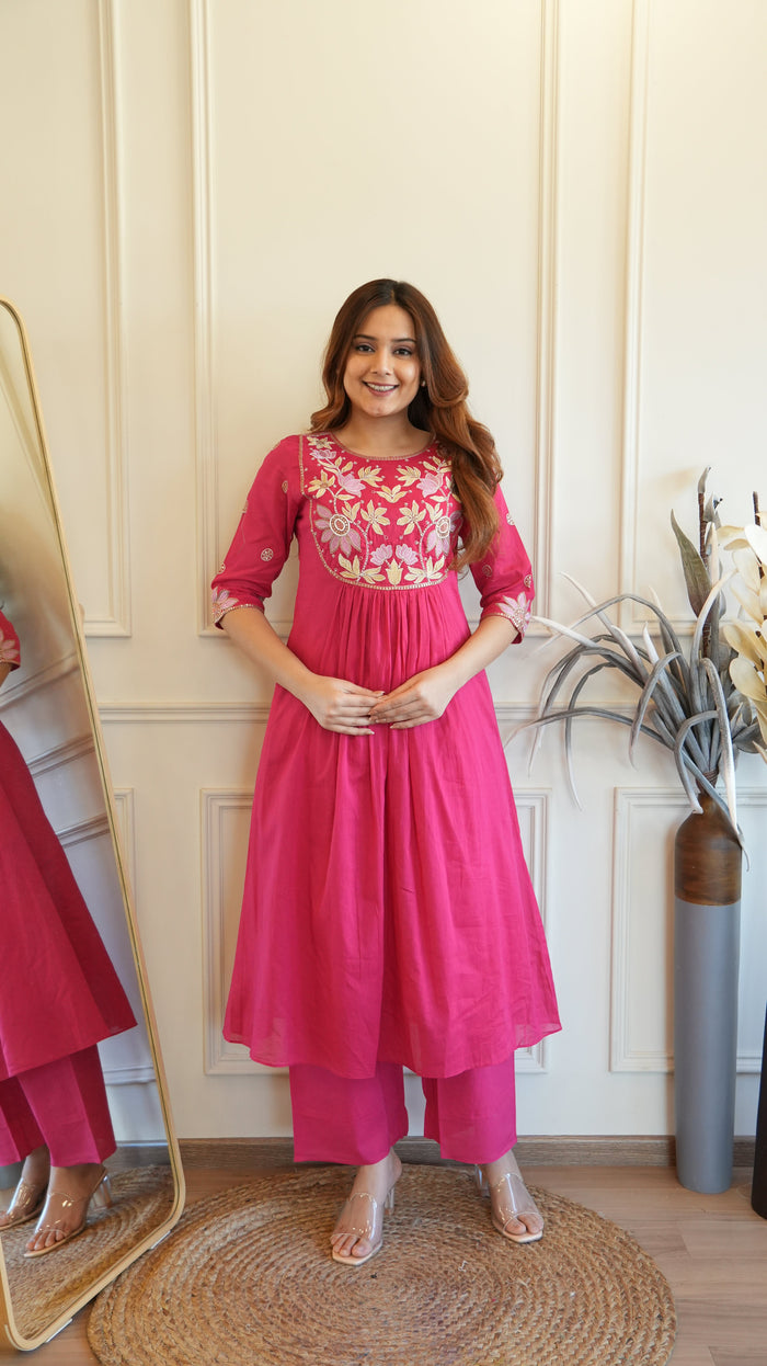FUCHSIA PINK EMBROIDERED