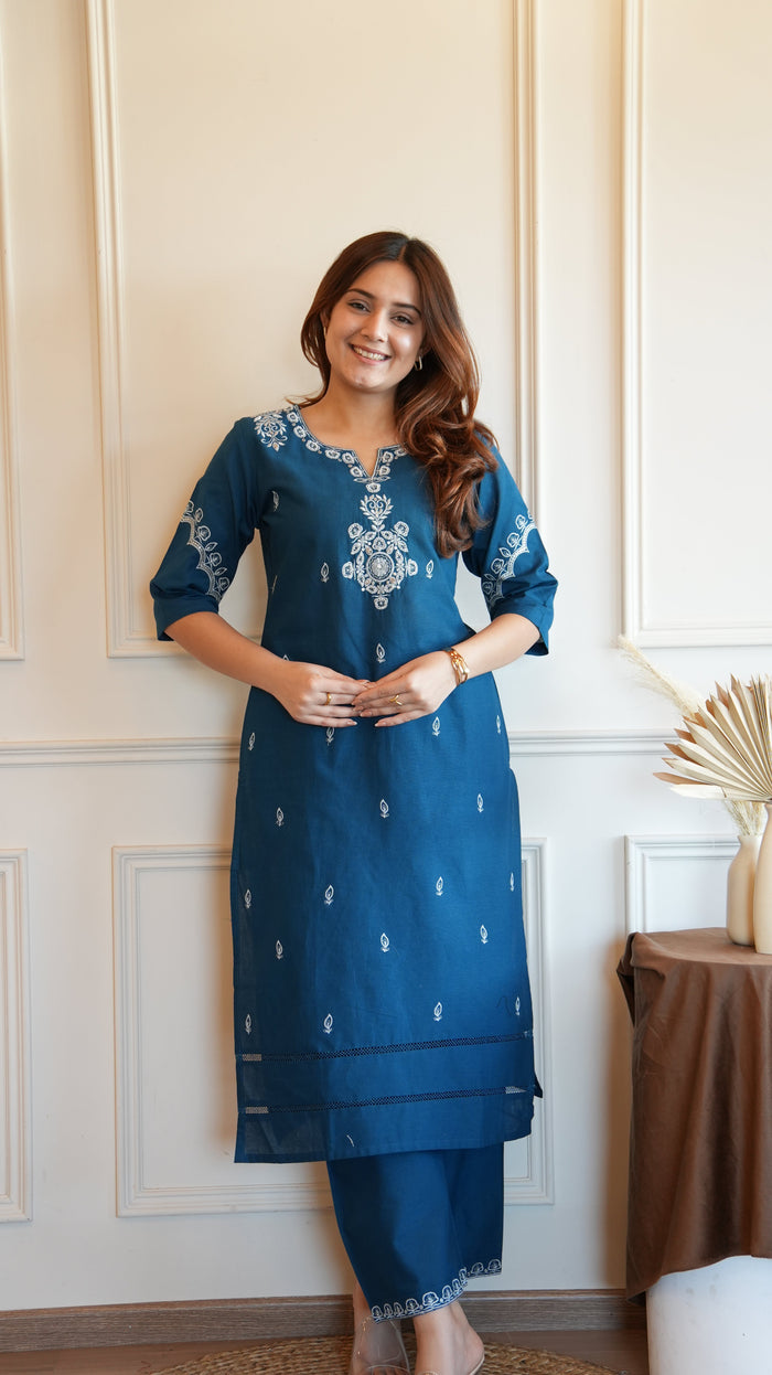 BOHO BLUE FLAX COTTON SET
